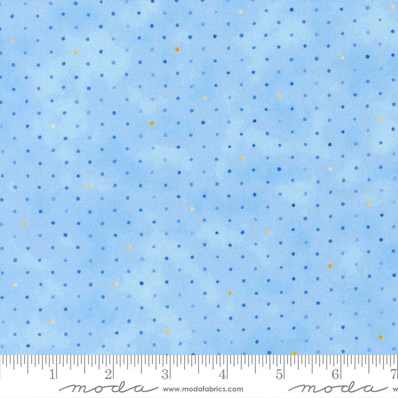 108" Summer Breeze 2027 Dots Sky - Quilt Fabric, zoomed in. Select this picture to zoom back out.