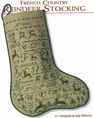 French Country Reindeer Stocking - Cross Stitch Pattern