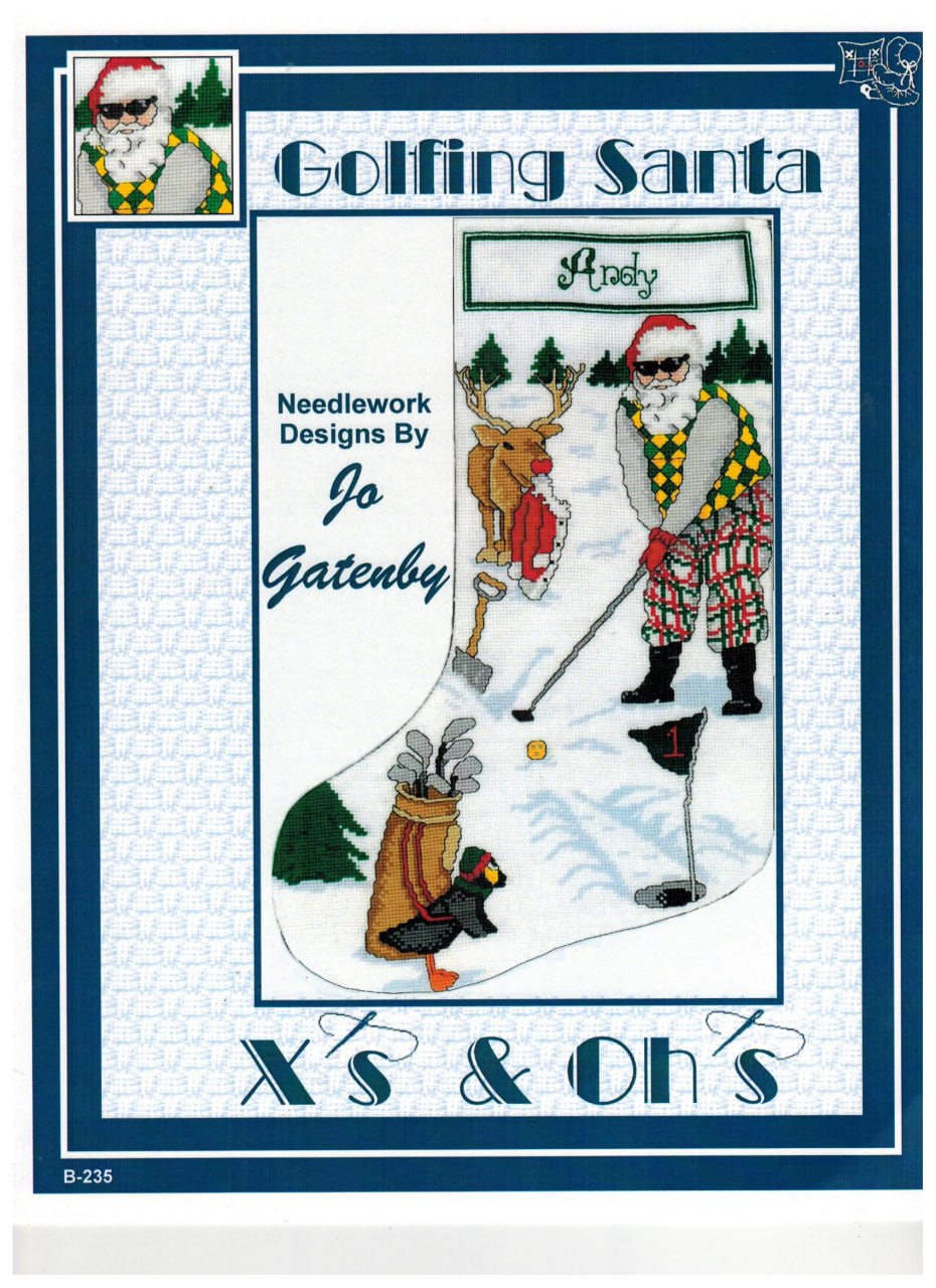Golfing Santa Stocking - Cross Stitch Pattern