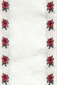 27 Count Ant White/Black & Red Ladybug Linen Banding 2.7x36
