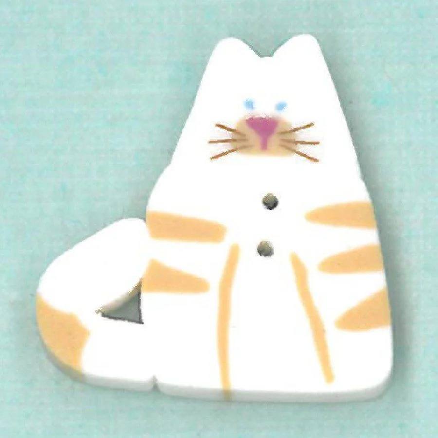 Small White Cat - Button