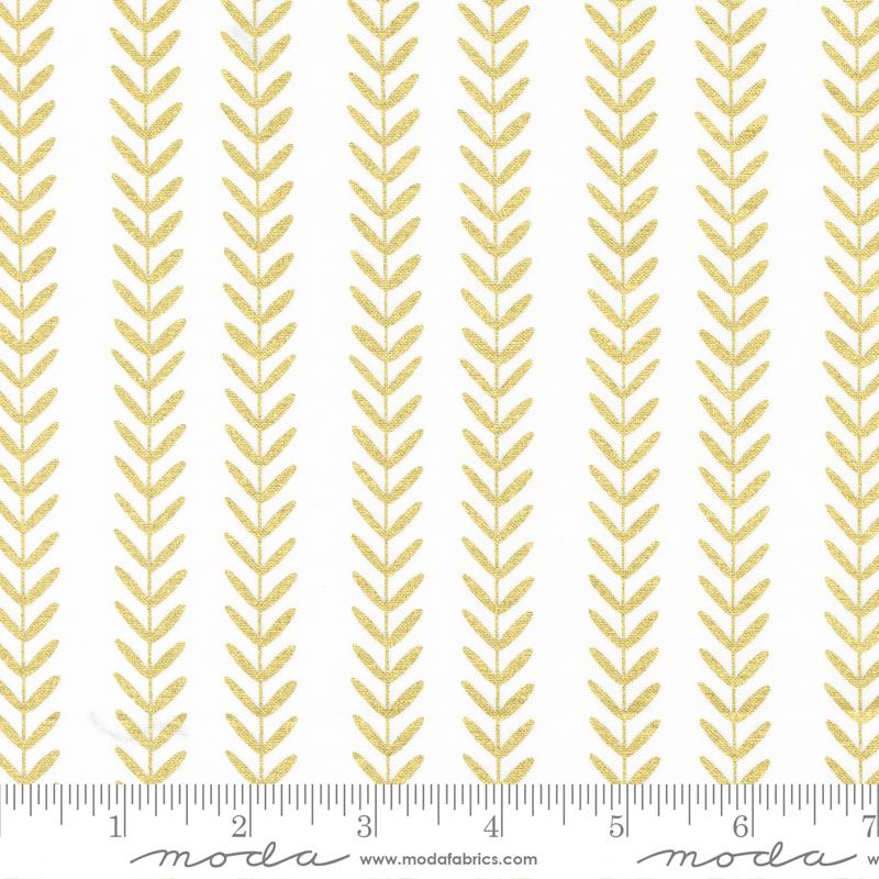 Gilded Metallic Paper Gold - Leaf Stripe Stripes - Fabric