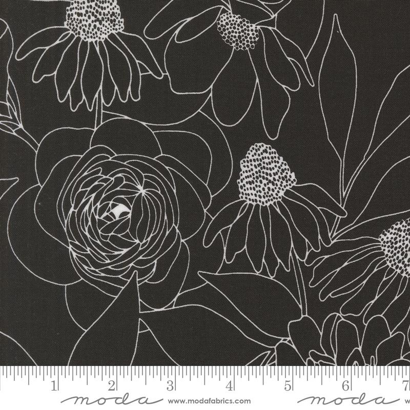 Botany Etched Floral Ink - Quilt Fabric