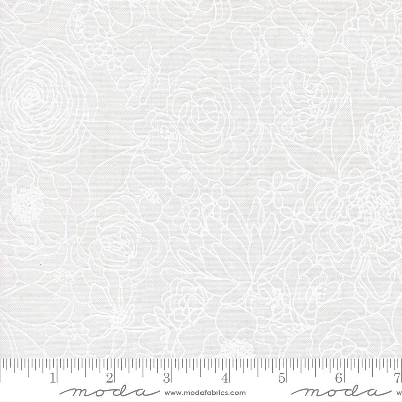 True To Hue Floral Love Dove White - Quilt Fabric