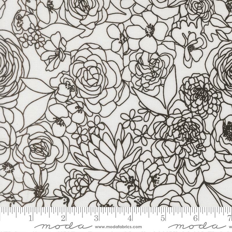 True To Hue Floral Love Dove Night - Quilt Fabric