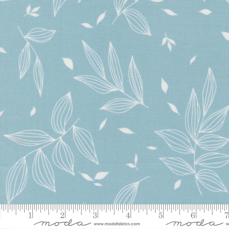 True To Hue Leaf Dusty Sky - Quilt Fabric
