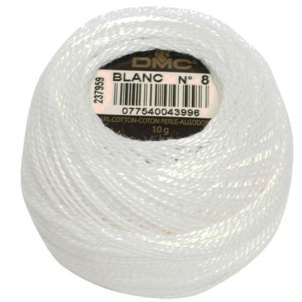 DMC Pearl Cotton Ball Size 8 - White Blanc