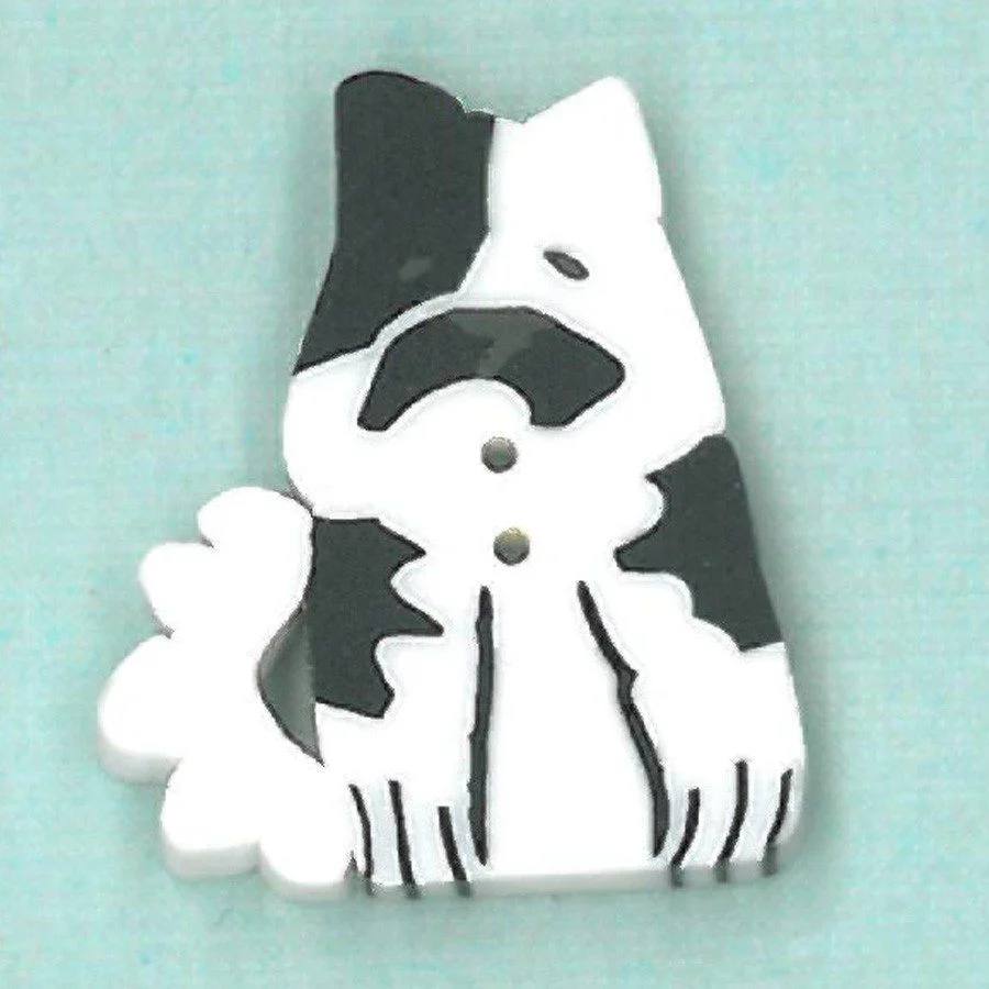 Small White Spotted Dog - Button