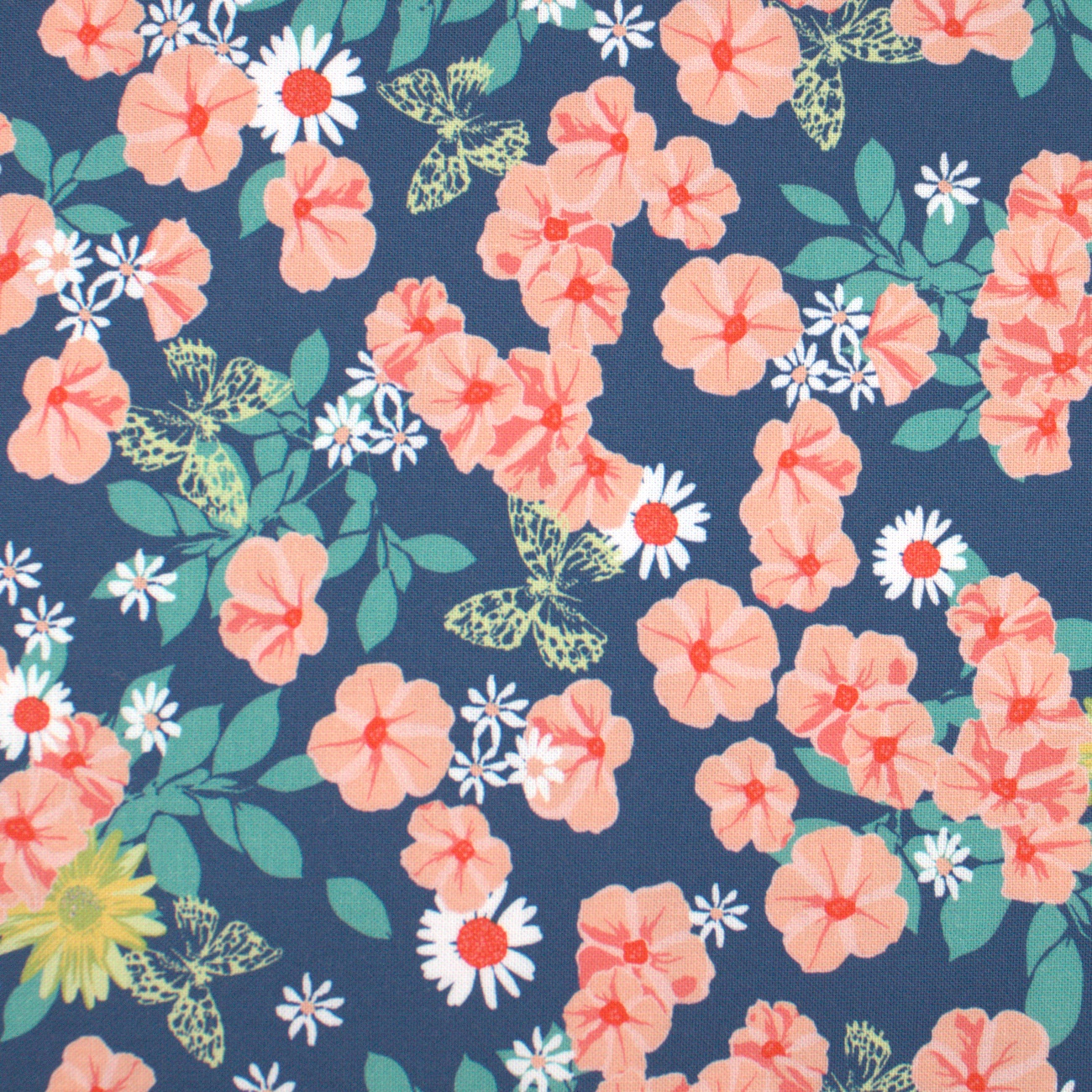 Garden Society Navy - Petunias - Quilt Fabric