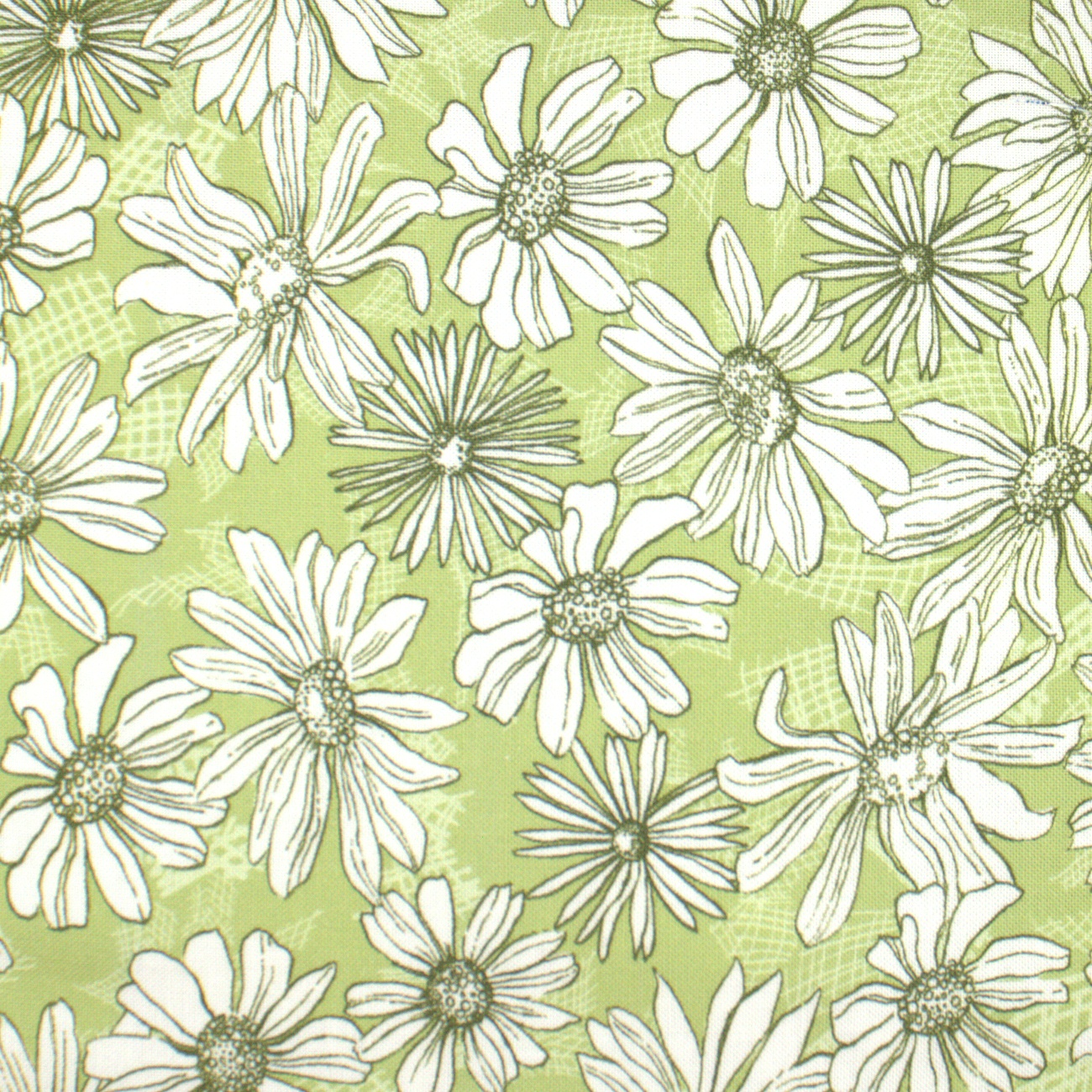 Garden Society Pistachio - Daisy Sketch - Quilt Fabric