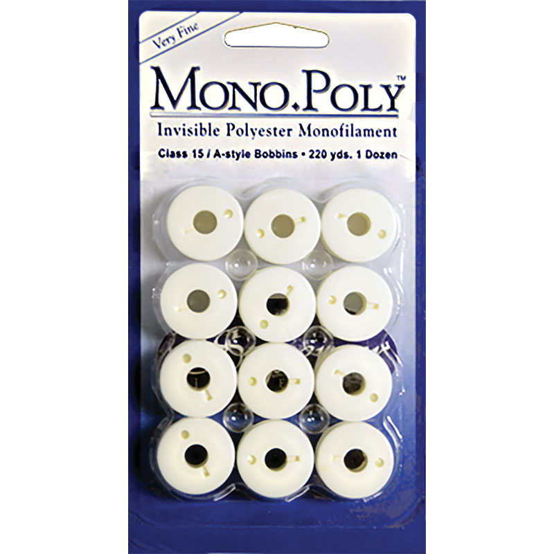 Prewound Mono Poly Bobbins 12ct Smoke