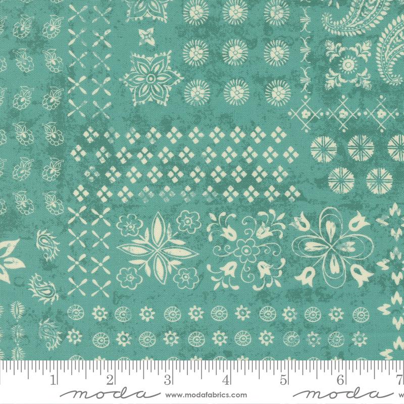 Cadence Bandana Teal - Blenders - Quilt Fabric, zoomed in. Select this picture to zoom back out.