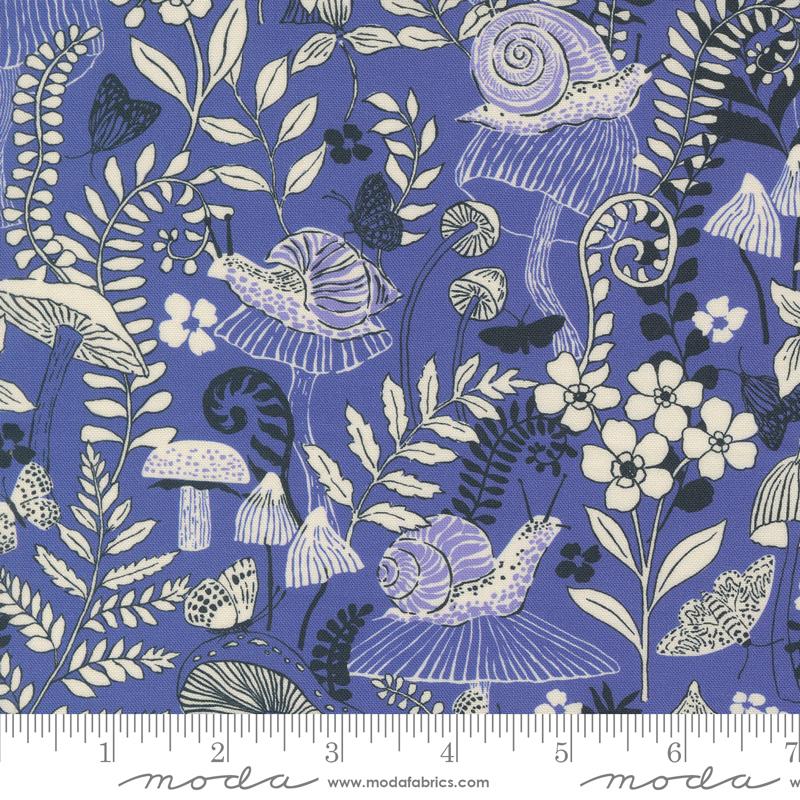 Maeve Mushroom Moths Periwinkle - Quilt Fabric