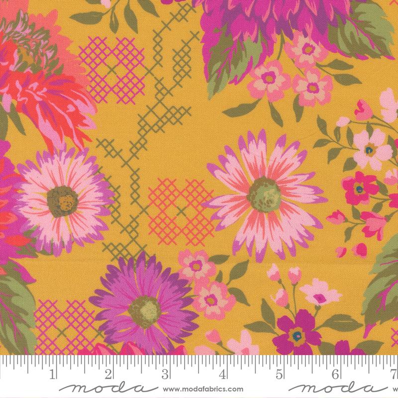 Parlor Happy Blooms Dijon - Quilt Fabric