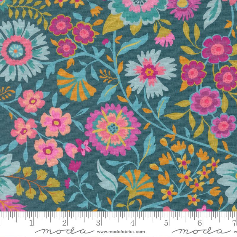 Parlor Wild And Free Peacock - Quilt Fabric