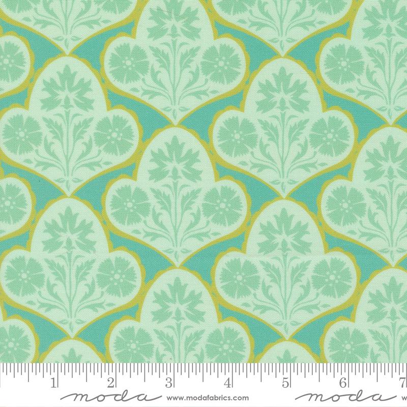 Cannon Beach Damask Turquoise - Quilt Fabric