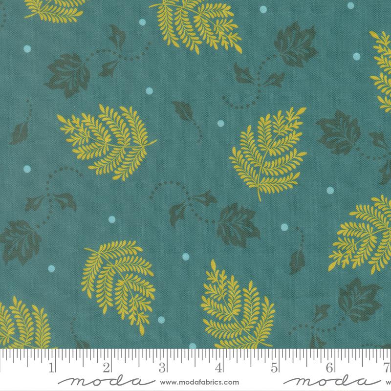 Sitara Paisley Leaf Lagoon - Quilt Fabric, zoomed in. Select this picture to zoom back out.