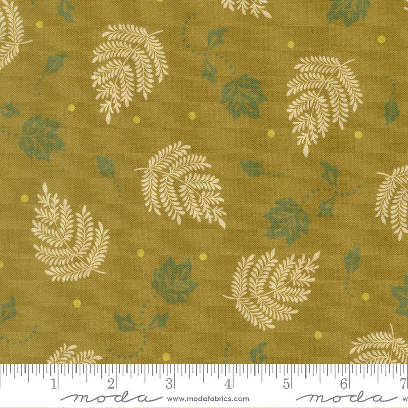 Sitara Paisley Leaf Olive - Quilt Fabric, zoomed in. Select this picture to zoom back out.