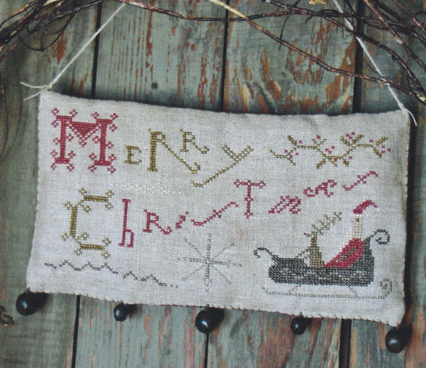 Merry Christmas Hanging Sampler  - Cross Stitch Pattern