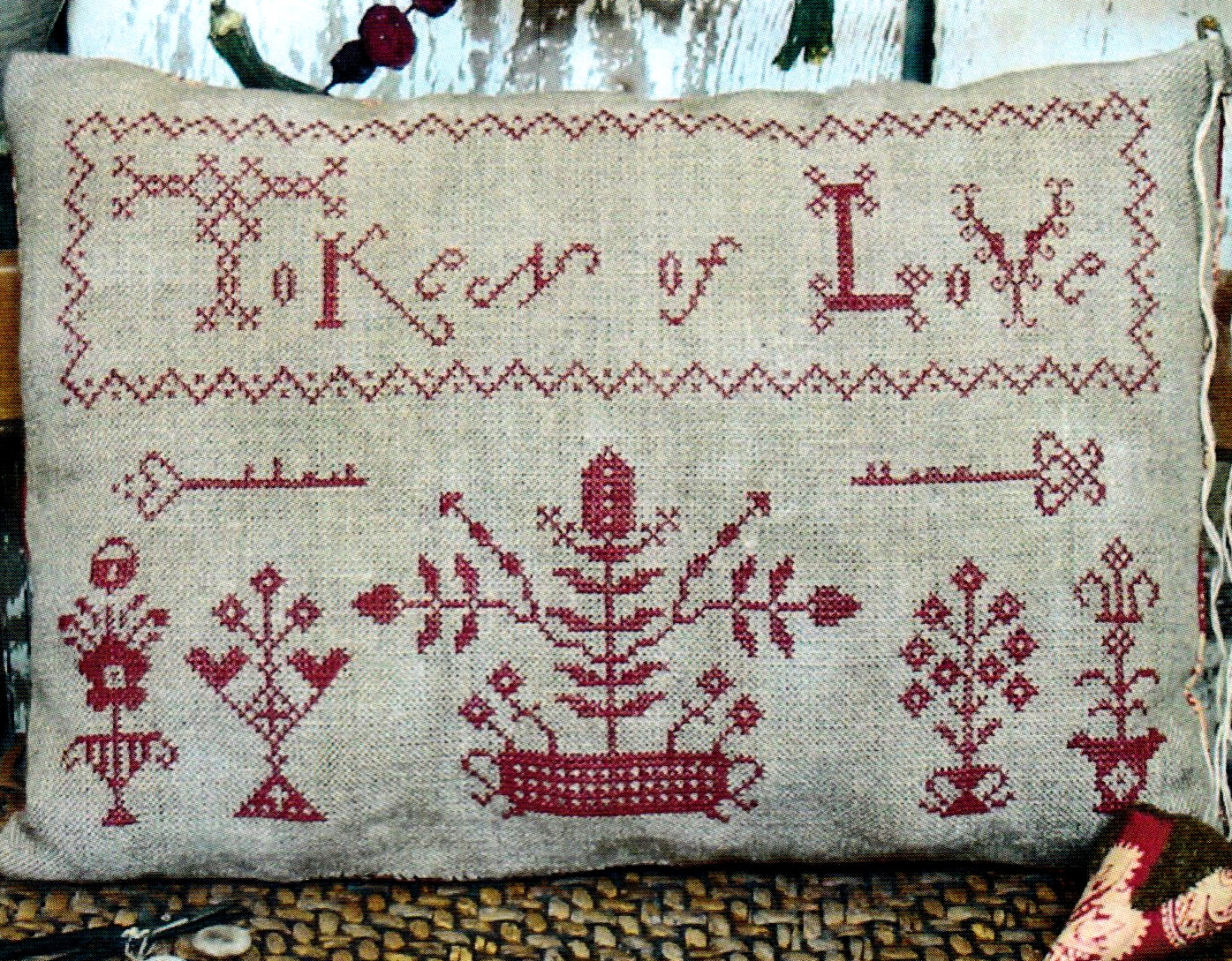 Token of Love Redwork Sampler - Cross Stitch Pattern