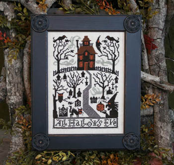 All Hallows Eve - Halloween Cross Stitch Pattern, zoomed in. Select this picture to zoom back out.