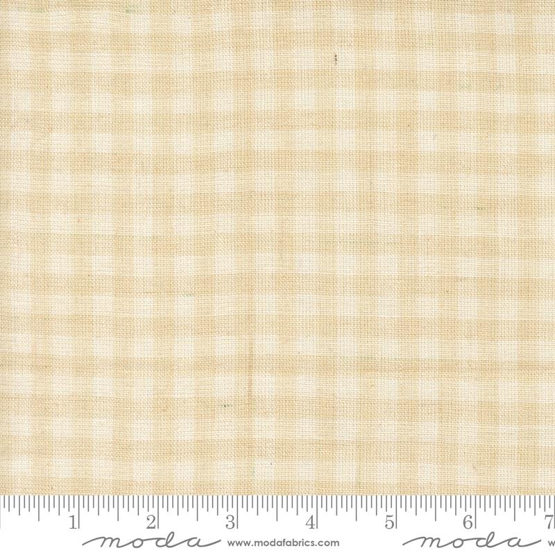 Larkspur Linen Wovens Almond Gingham - Quilt Fabric, zoomed in. Select this picture to zoom back out.