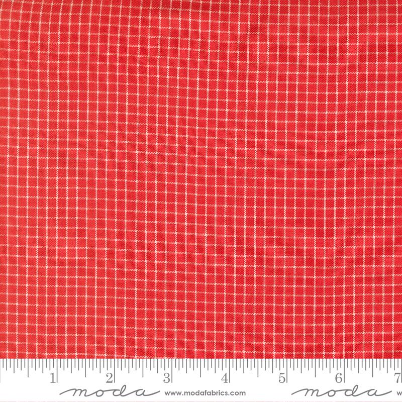 Stars & Stripes Wovens Grid Red - Quilt Fabric, zoomed in. Select this picture to zoom back out.