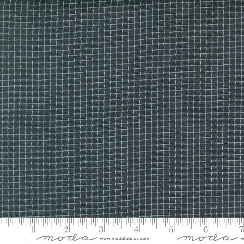Stars & Stripes Wovens Grid Navy - Quilt Fabric, zoomed in. Select this picture to zoom back out.