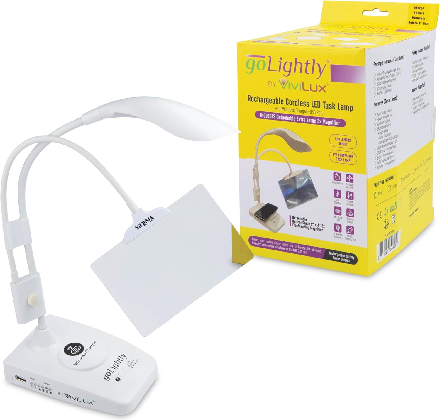 Go Lightly LED Task Lamp with Magnifier, zoomed in. Select this picture to zoom back out.