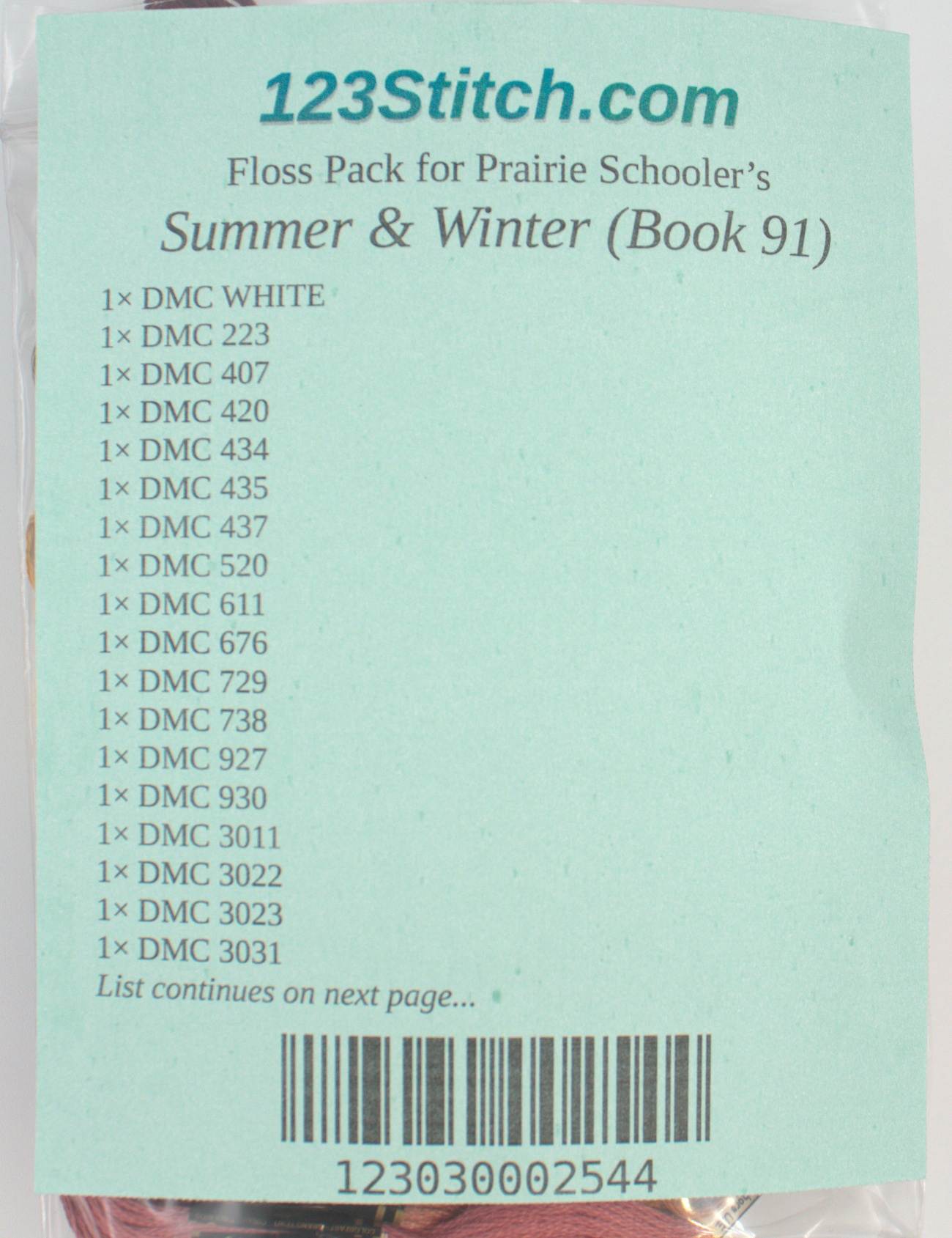 Floss Pack for "Summer & Winter (Book 91)", zoomed in. Select this picture to zoom back out.