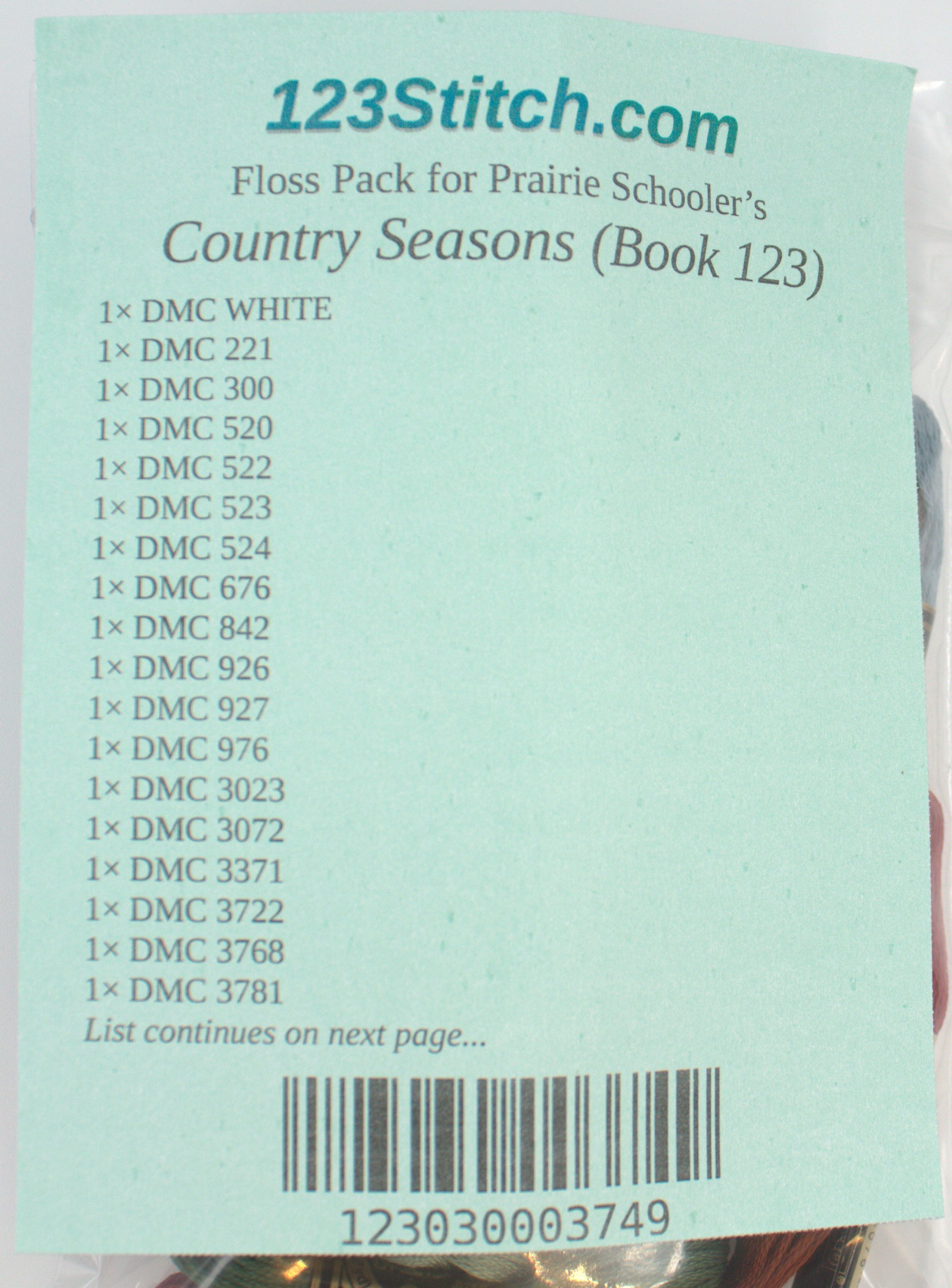 Floss Pack for "Country Seasons (Book 123)", zoomed in. Select this picture to zoom back out.