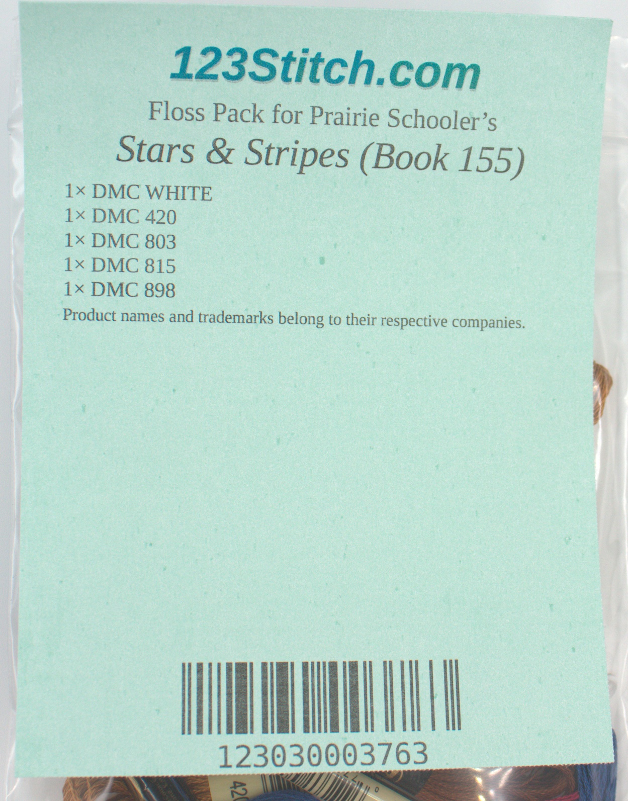 Floss Pack for "Stars & Stripes (Book 155)", zoomed in. Select this picture to zoom back out.