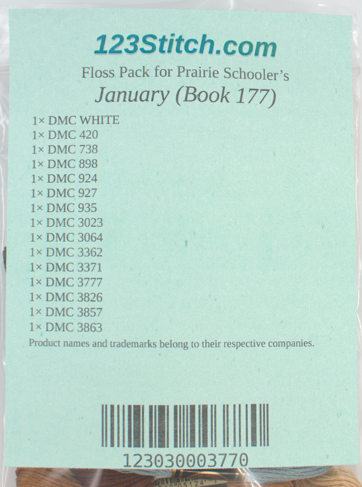 Floss Pack for "January (Book 177)", zoomed in. Select this picture to zoom back out.