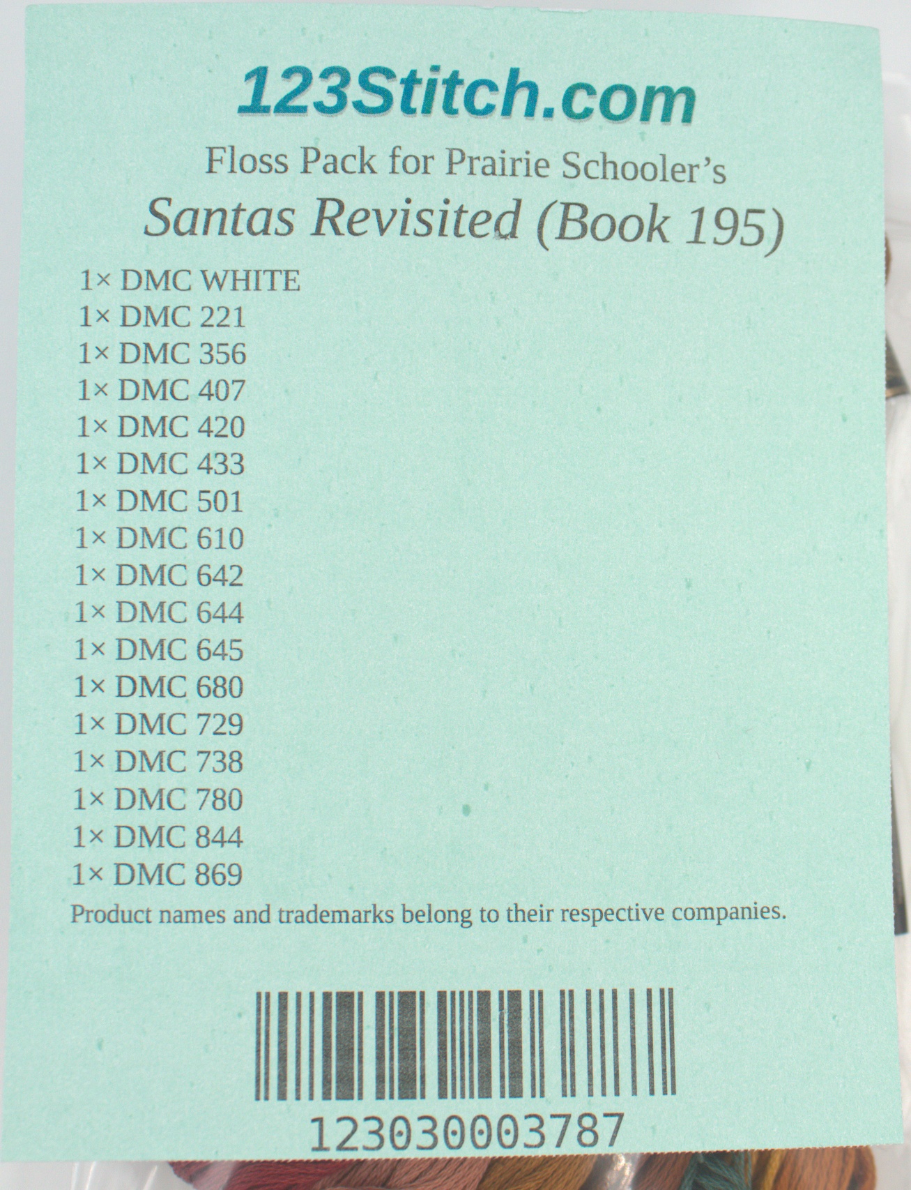 Floss Pack for "Santas Revisited (Book 195)", zoomed in. Select this picture to zoom back out.