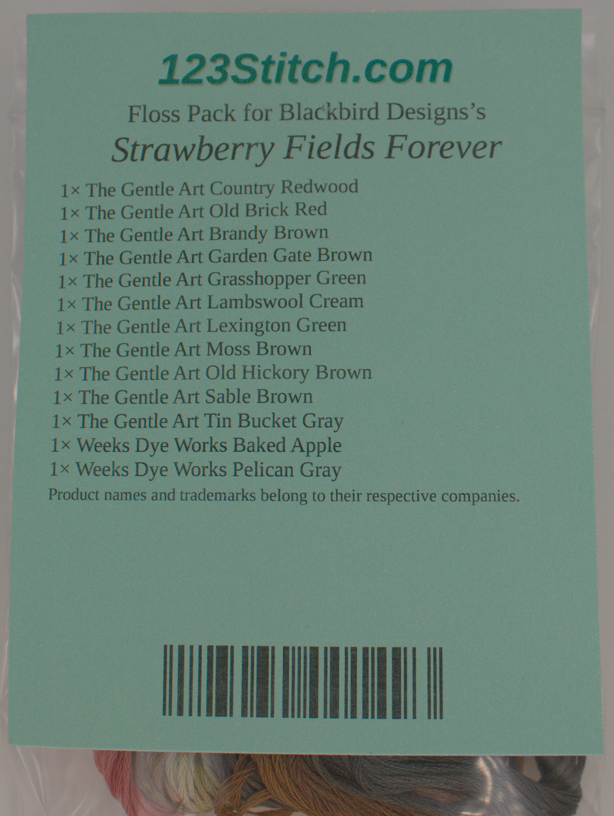Floss Pack for "Strawberry Fields Forever", zoomed in. Select this picture to zoom back out.