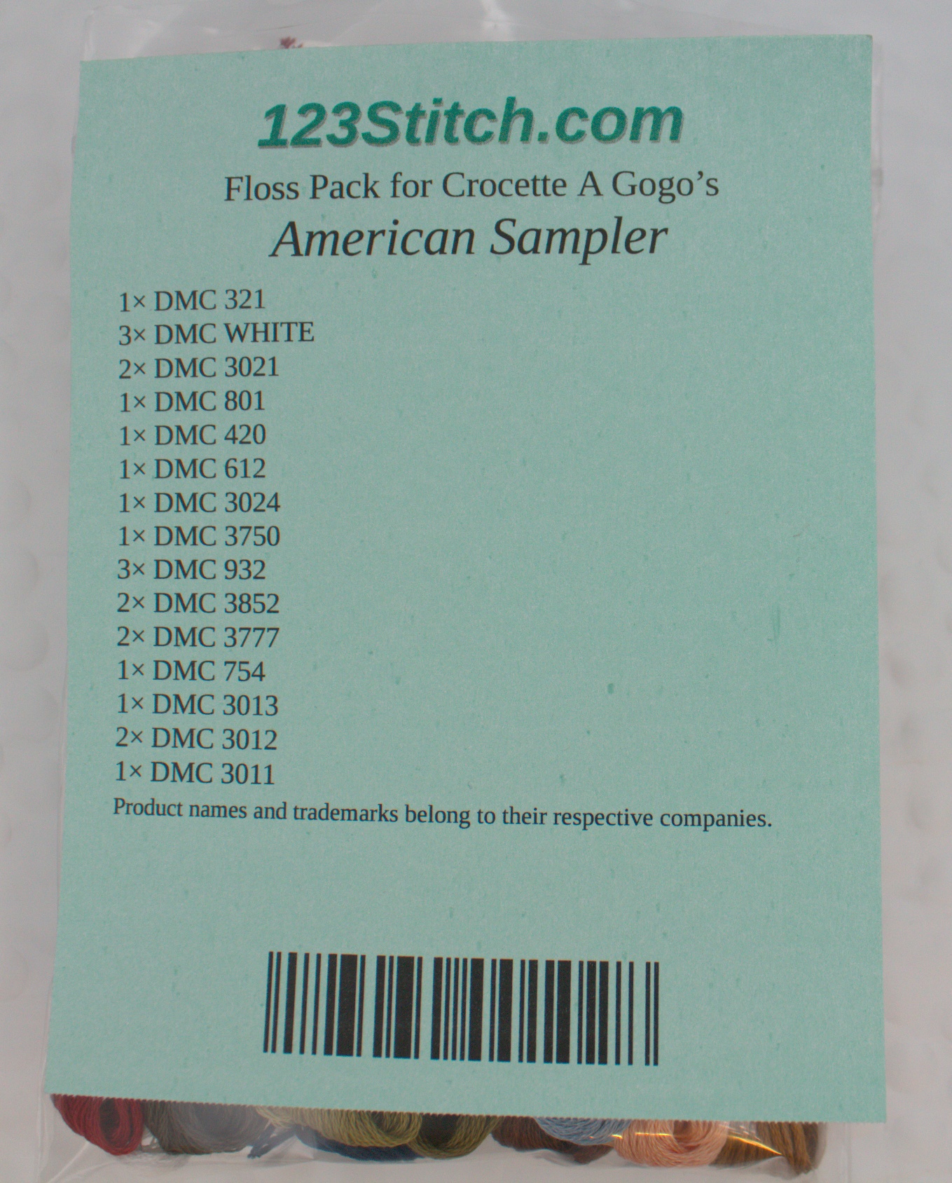 Floss Pack for "American Sampler", zoomed in. Select this picture to zoom back out.