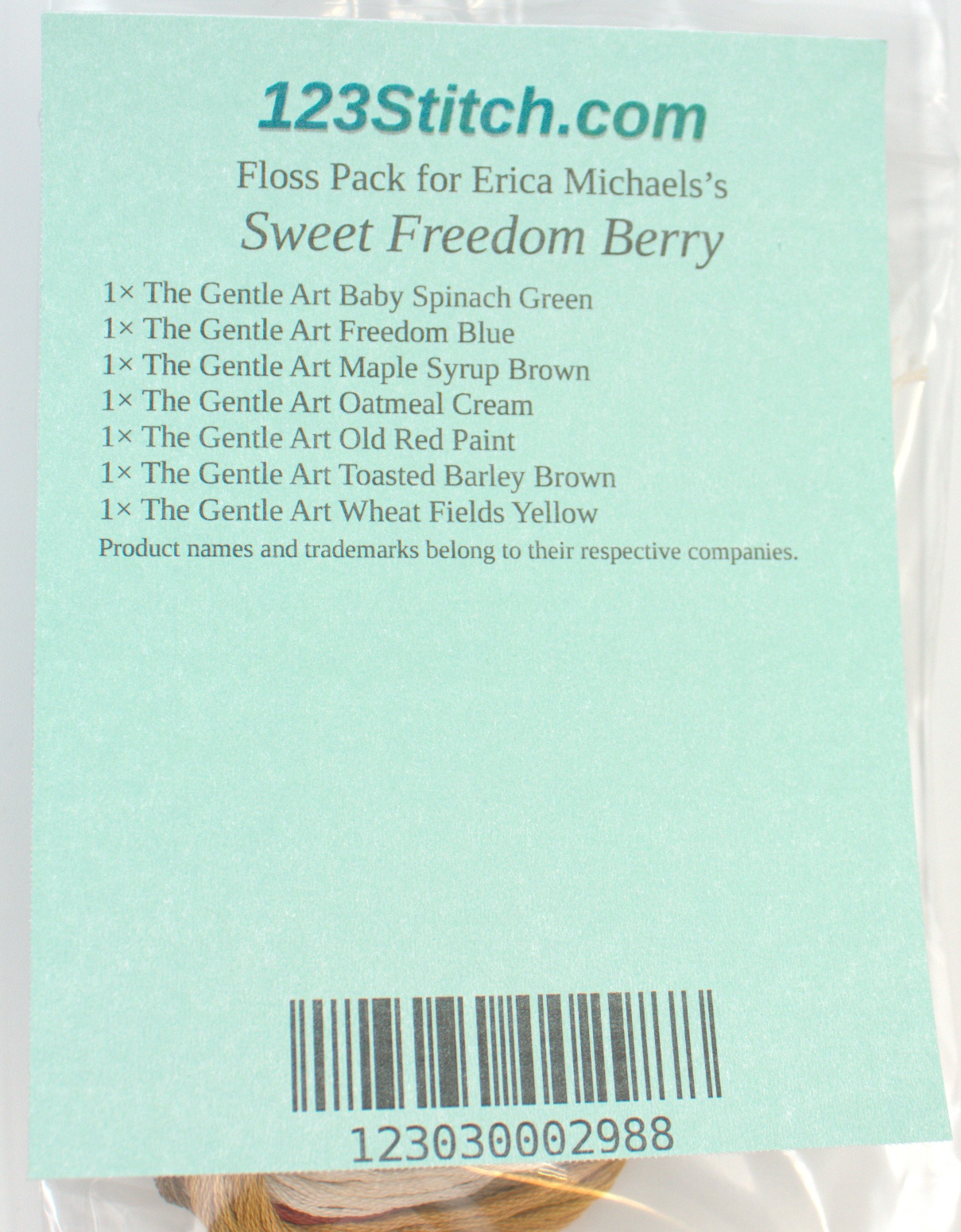 Floss Pack for "Sweet Freedom Berry", zoomed in. Select this picture to zoom back out.