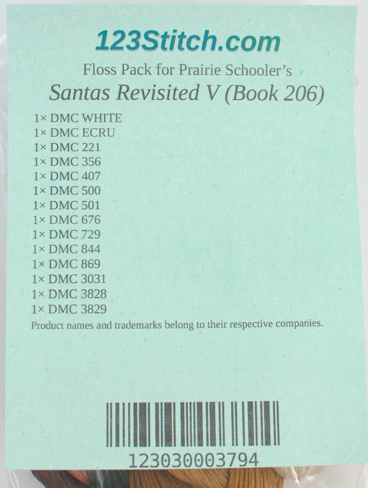 Floss Pack for "Santas Revisited V (Book 206)", zoomed in. Select this picture to zoom back out.