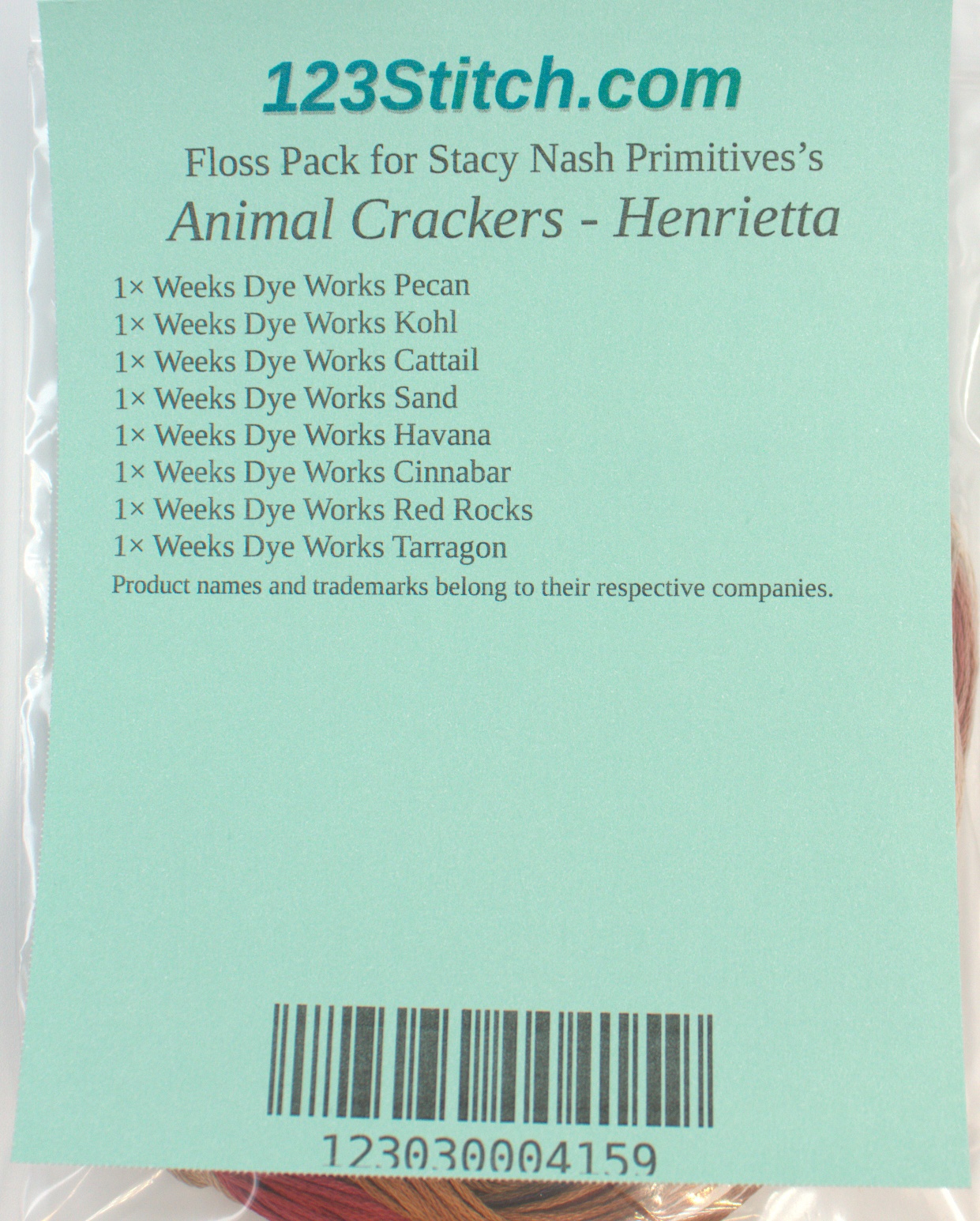 Floss Pack for "Animal Crackers - Henrietta", zoomed in. Select this picture to zoom back out.
