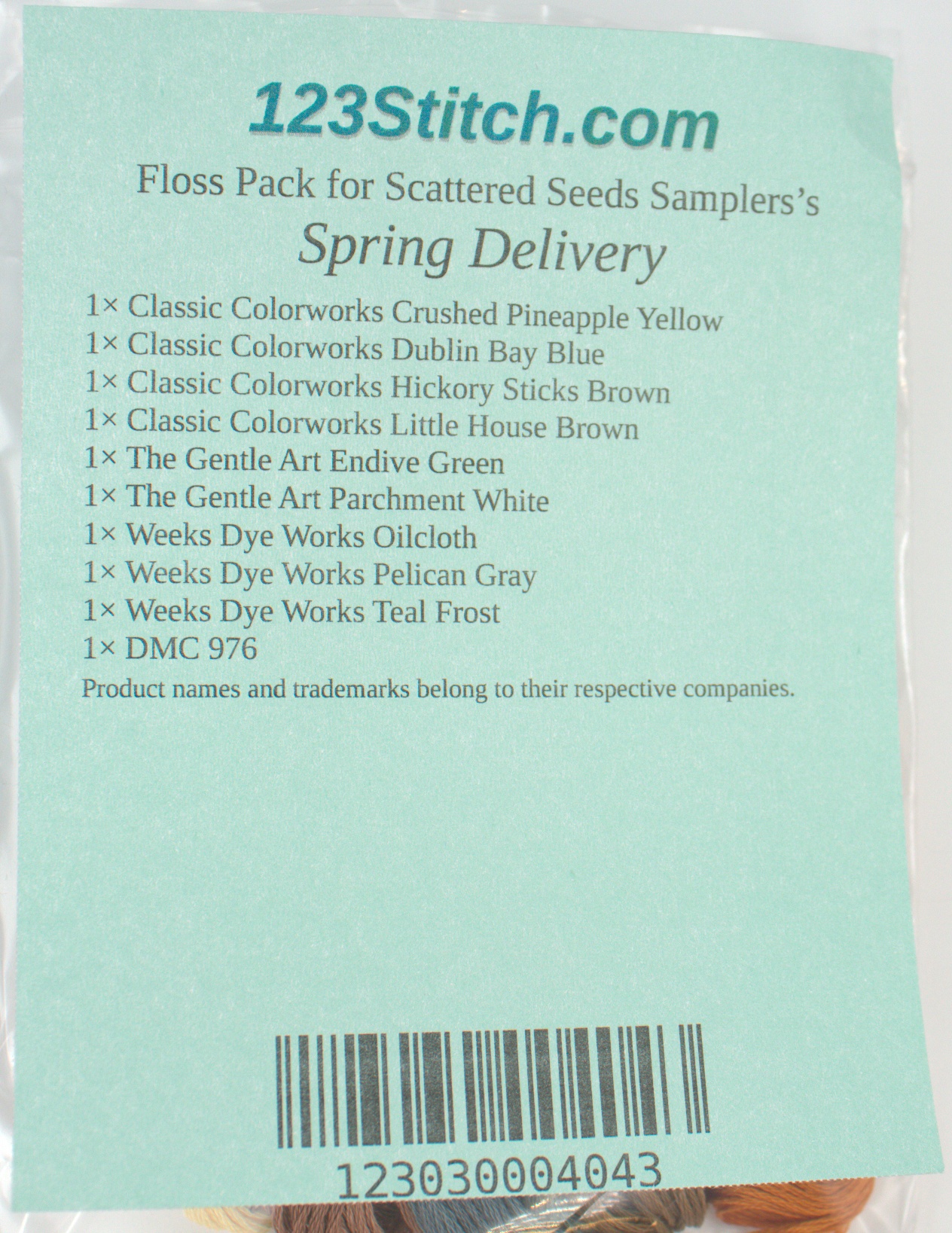 Floss Pack for "Spring Delivery", zoomed in. Select this picture to zoom back out.