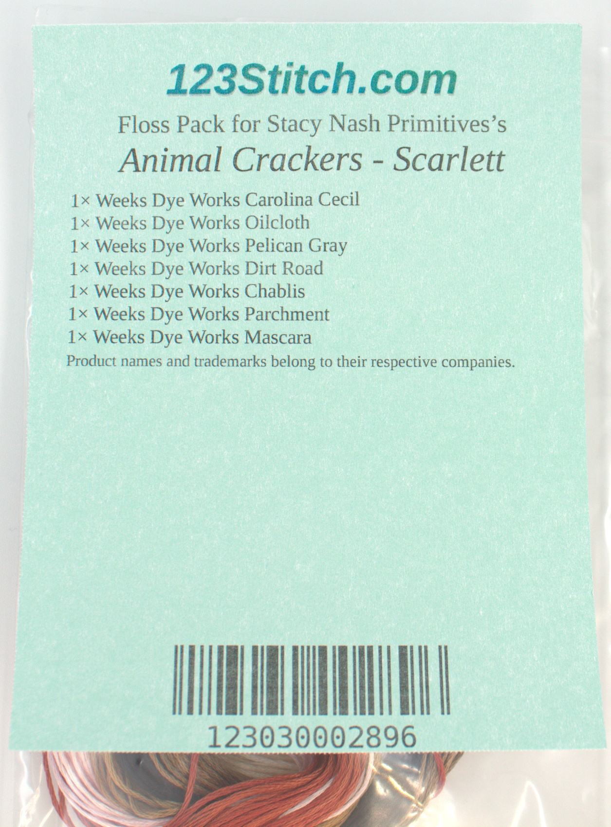 Floss Pack for "Animal Crackers - Scarlett", zoomed in. Select this picture to zoom back out.