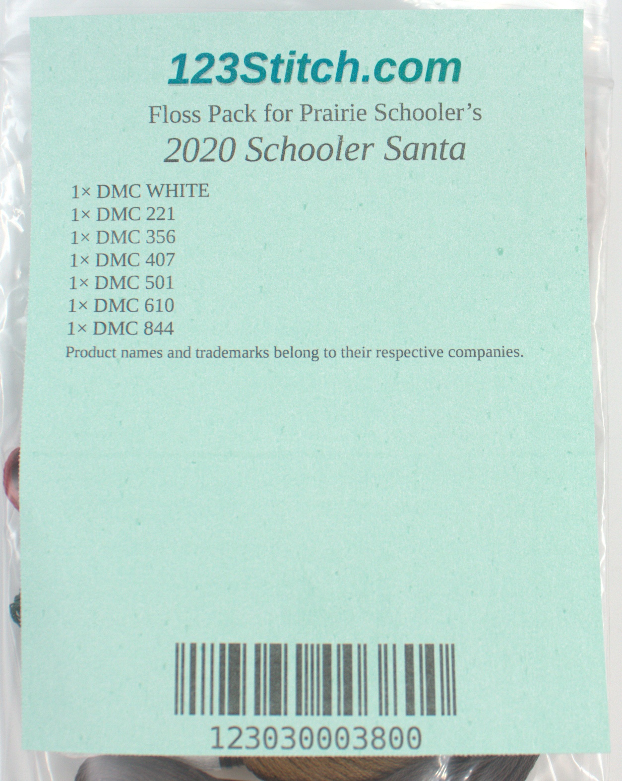 Floss Pack for "2020 Schooler Santa", zoomed in. Select this picture to zoom back out.