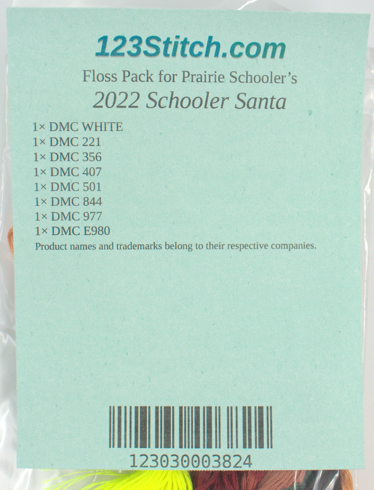 Floss Pack for "2022 Schooler Santa", zoomed in. Select this picture to zoom back out.