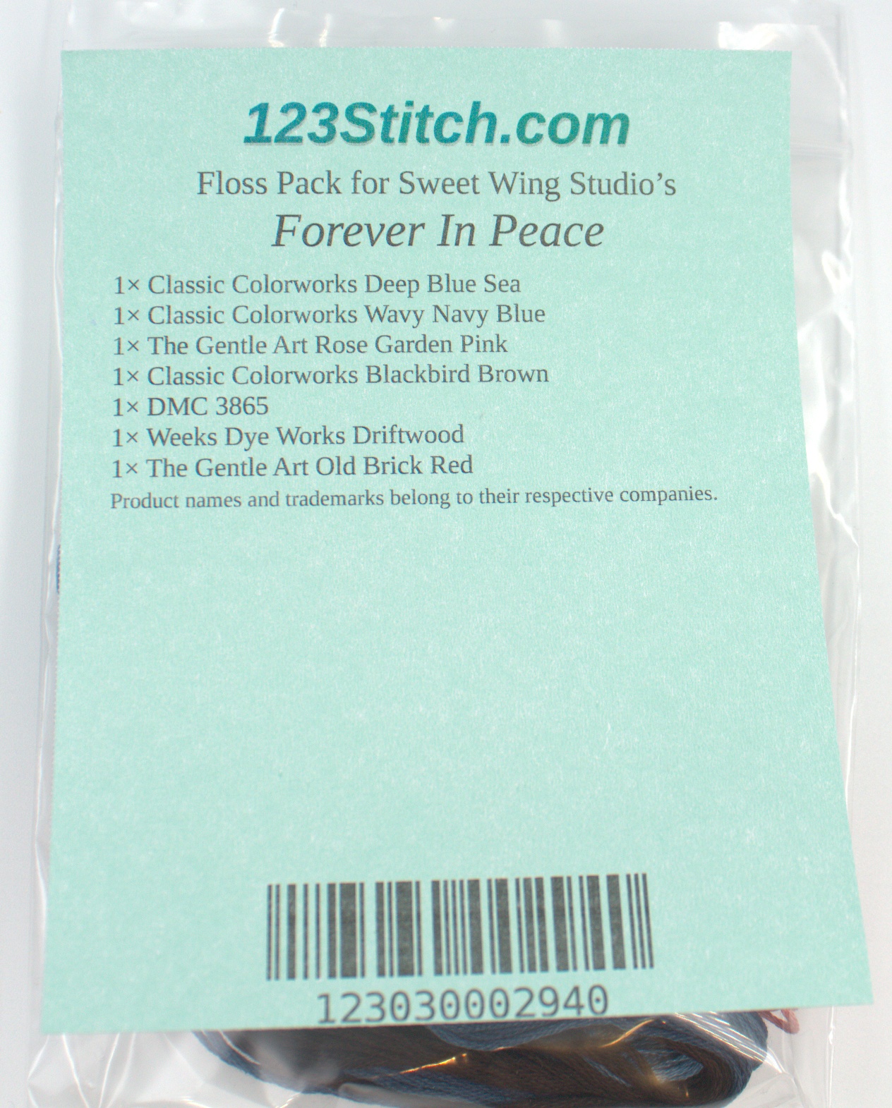 Floss Pack for "Forever In Peace", zoomed in. Select this picture to zoom back out.