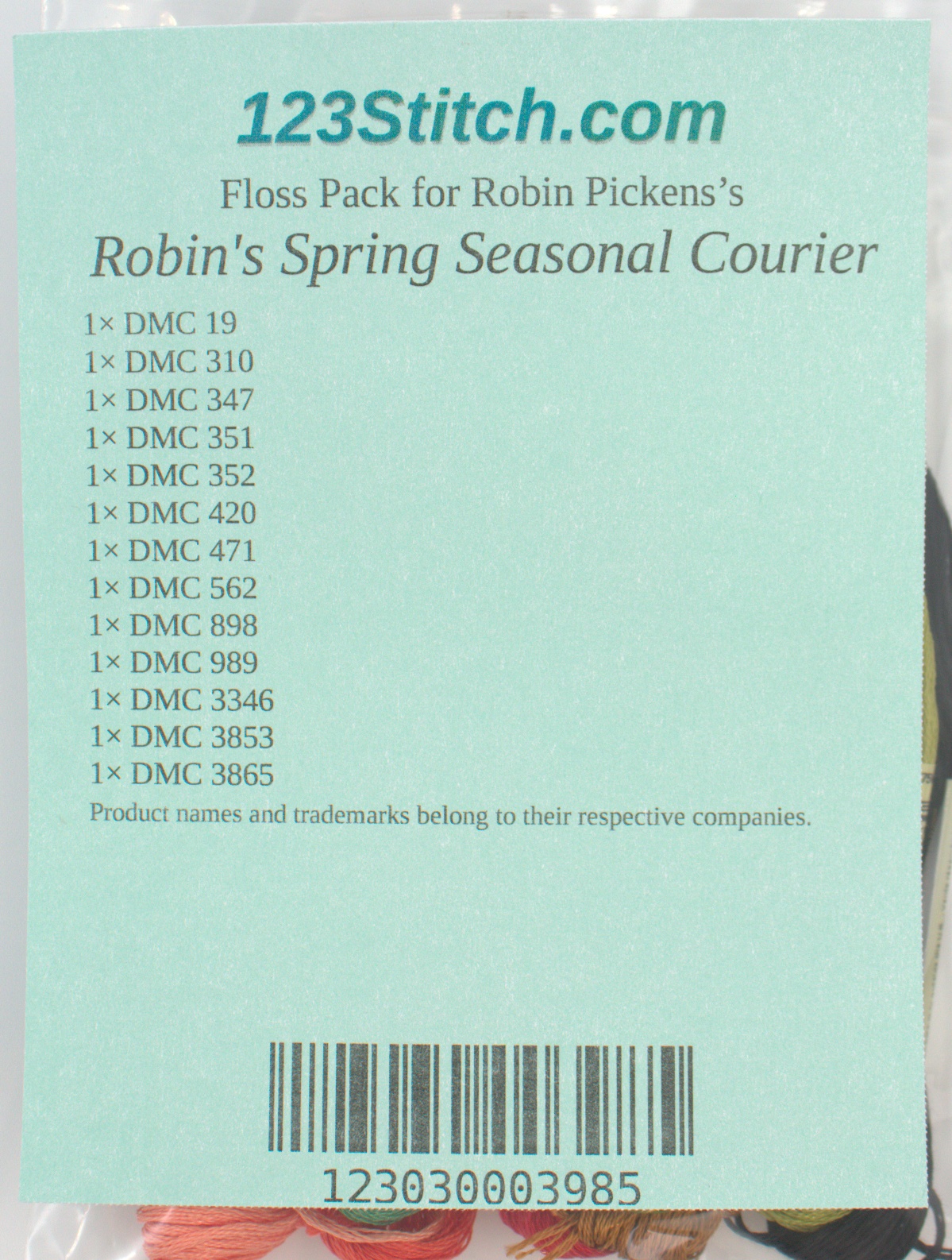 Floss Pack for "Robin's Spring Seasonal Courier", zoomed in. Select this picture to zoom back out.