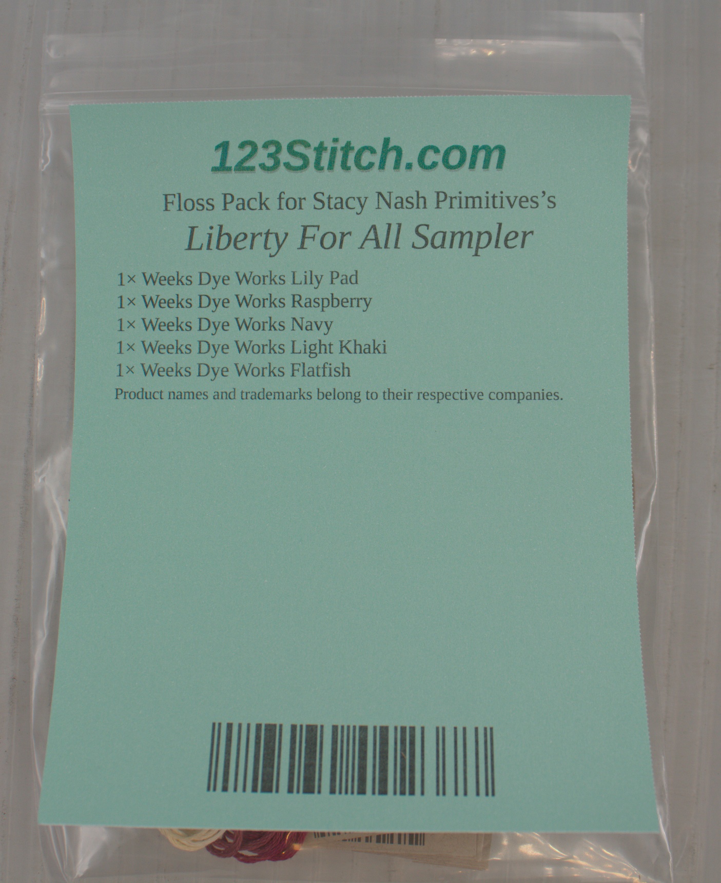 Floss Pack for "Liberty For All Sampler", zoomed in. Select this picture to zoom back out.