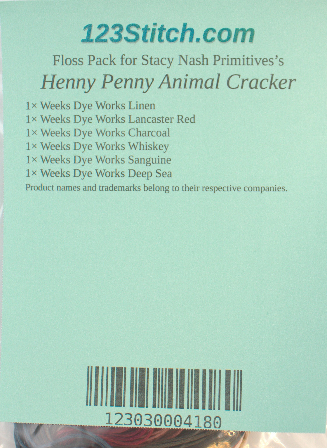 Floss Pack for "Henny Penny Animal Cracker", zoomed in. Select this picture to zoom back out.