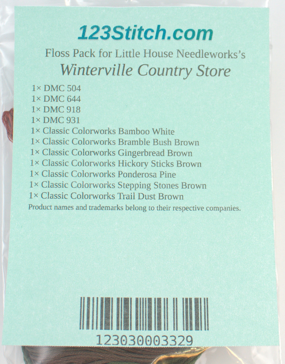 Floss Pack for "Winterville Country Store", zoomed in. Select this picture to zoom back out.