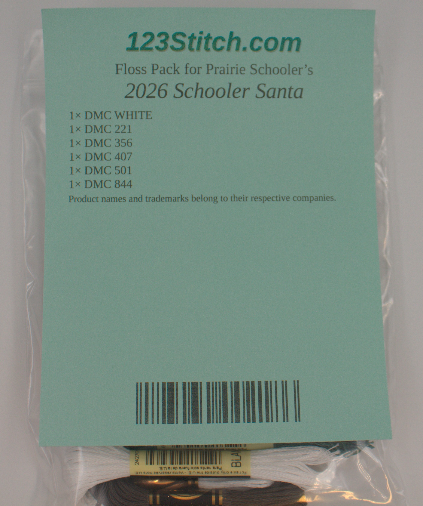 Floss Pack for "2026 Schooler Santa", zoomed in. Select this picture to zoom back out.