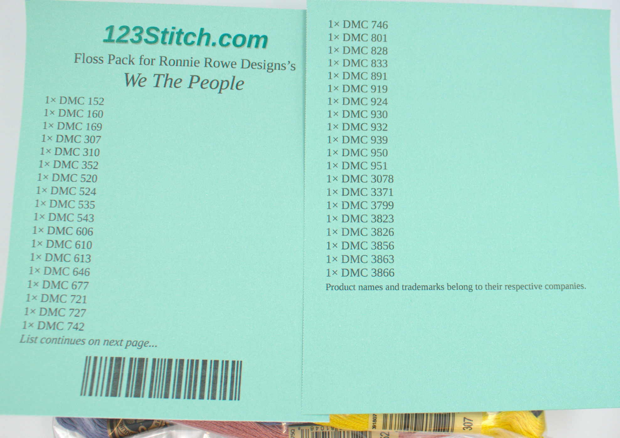 Floss Pack for "We The People", zoomed in. Select this picture to zoom back out.